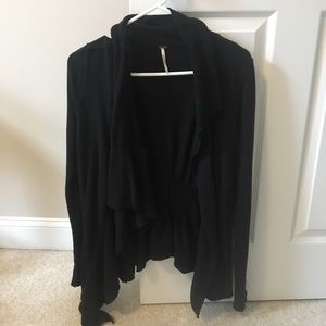 Free People Zip-Up Ruffle Sweatshirt